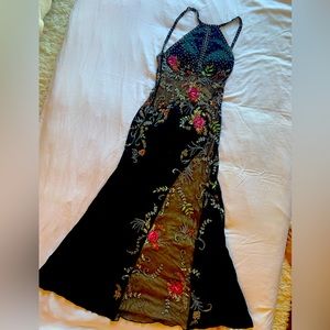 Stunning beaded halter style size 6 silk dress